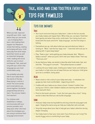 Tips for families with infants and toddlers
